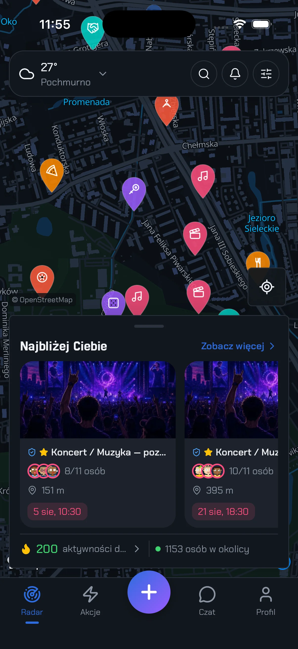 Mapa Radar w aplikacji Wskocz